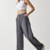 Happiness İstanbul Women's Gray Slim Striped Masculine Palazzo Pants