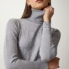 Happiness İstanbul Women's Gray Turtleneck Ribbed Knitwear Sweater