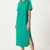 Happiness İstanbul Women's Green Cotton Summer Casual Combed Dress