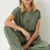 Happiness İstanbul Women's Green Pleated Casual Blouse Trousers Set