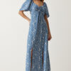 Happiness İstanbul Women's Indigo Blue Slit Detailed Flounce Viscose Dress