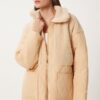 Happiness İstanbul Women's Latte Plush Detailed Quilted Coat