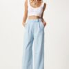 Happiness İstanbul Women's Light Blue Waist Velcro Comfort Palazzo Pants