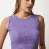 Happiness İstanbul Women's Lilac Crew Neck Cotton Knitted Blouse