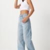 Happiness İstanbul Women's Medium Blue Medium Waist Loose Baggy Jean