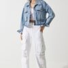 Happiness İstanbul Women's Medium Blue Wide Pocket Denim Jacket