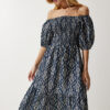 Happiness İstanbul Women's Navy Blue Cream Patterned Summer Woven Dress