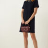 Happiness İstanbul Women's Navy Blue Crew Neck Daily Combed Cotton Dress