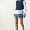 Happiness İstanbul Women's Navy Blue Motif Tied Crop Knitwear Sweater