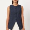 Happiness İstanbul Women's Navy Blue Sleeveless Woven Vest