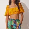 Happiness İstanbul Women's Orange Green High Waist Summer Viscose Shorts
