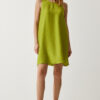 Happiness İstanbul Women's Peanut Green Sleeveless Linen Viscose A-Line Dress