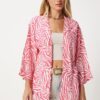 Happiness İstanbul Women's Pink Patterned Viscose Kimono
