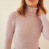 Happiness İstanbul Women's Powder Turtleneck Ribbed Lycra Sweater