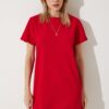 Happiness İstanbul Women's Red Crew Neck Basic Crepe Dress