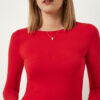 Happiness İstanbul Women's Red Crew Neck Basic Viscose Knitted Blouse