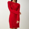 Happiness İstanbul Women's Red Ribbed A-Line Knitwear Dress