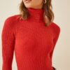 Happiness İstanbul Women's Vivid Red Turtleneck Ribbed Lycra Sweater
