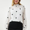 Happiness İstanbul Women's White Marked Polka Dot Woven Blouse