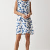 Happiness İstanbul Women's White Navy Blue Patterned Linen Viscose Mini Dress