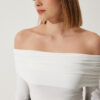 Happiness İstanbul Women's White Off-Shoulder Gather Detailed Blouse