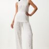 Happiness İstanbul Women's White Pleated Sleeveless Knitted Blouse Palazzo Pants Set