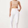 Happiness İstanbul Women's White Wide Leg High Waist Jeans
