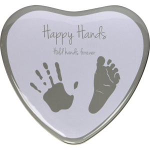 Happy Hands 2D Heart Silver/White baba kéz- és láblenyomat-készítő szett 3 x 15 x 16