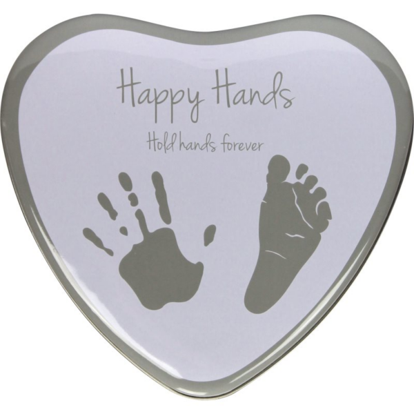 Happy Hands 2D Heart Silver/White baba kéz- és láblenyomat-készítő szett 3 x 15 x 16