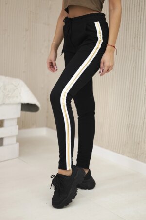Happy Socks Cotton trousers with a gold stripe black