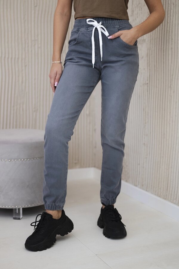 Happy Socks Denim trousers with a drawstring Graphite