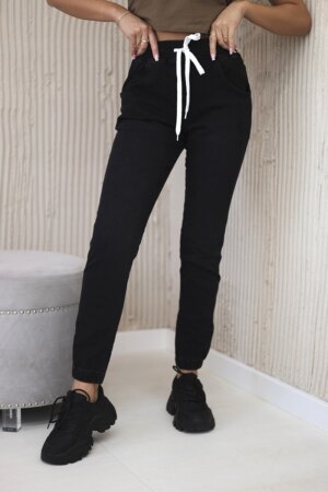 Happy Socks Denim trousers with a drawstring black