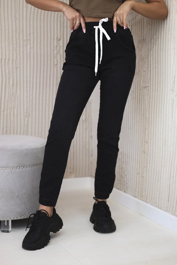 Happy Socks Denim trousers with a drawstring black