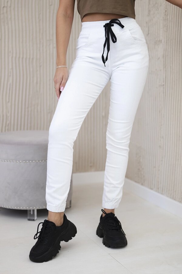 Happy Socks Denim trousers with a drawstring white