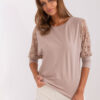 Havana RUE PARIS beige blouse with lace on the sleeves