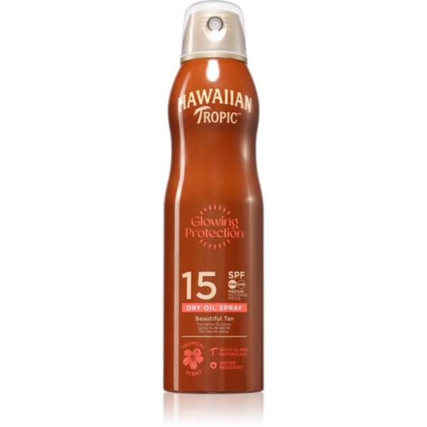 Hawaiian Tropic Glowing Protection Dry Oil Spray napvédő spray SPF 15 177 ml