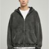 Heavy Stone Washed 90's Zip Hoodie Black