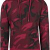 High Neck Camo Hoody Burgundy Camouflage