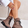 High ankle boots with zippers dark beige Maisa