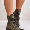 High ankle boots with zippers green Maisa