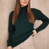 High neckline sweater green
