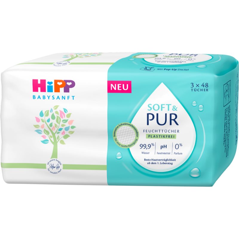 Hipp Soft & Pur nedves tisztító törlőkendők gyermekeknek születéstől kezdődően 3x48 db-Ár