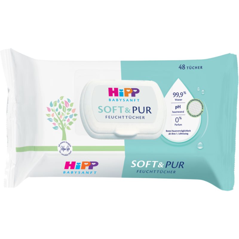 Hipp Soft & Pur nedves tisztító törlőkendők gyermekeknek születéstől kezdődően 48 db-Ár