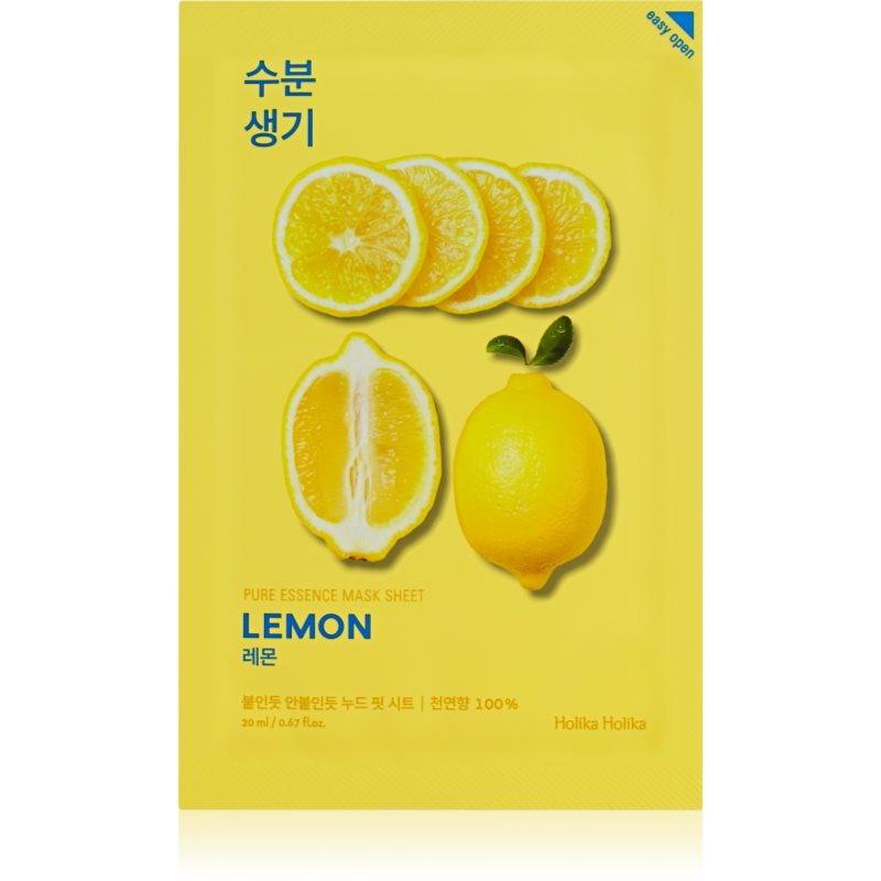 Holika Holika Pure Essence Lemon arcmaszk bőrpuhító és frissítő hatással C vitamin 20 ml-Eredeti