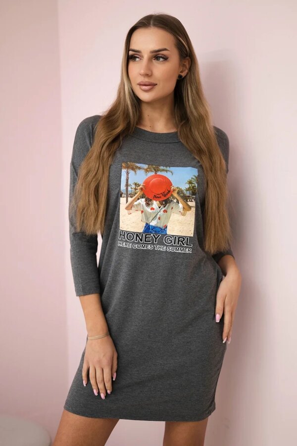Honey girl graphite print dress