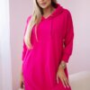 Hooded dress with a long back fuchsia