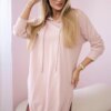 Hooded dress with a long back in dark powder pink