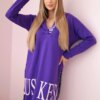 Hooded dress with dark purple print