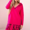 Hooded dress with fuchsia print