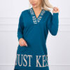 Hooded dress with navy print